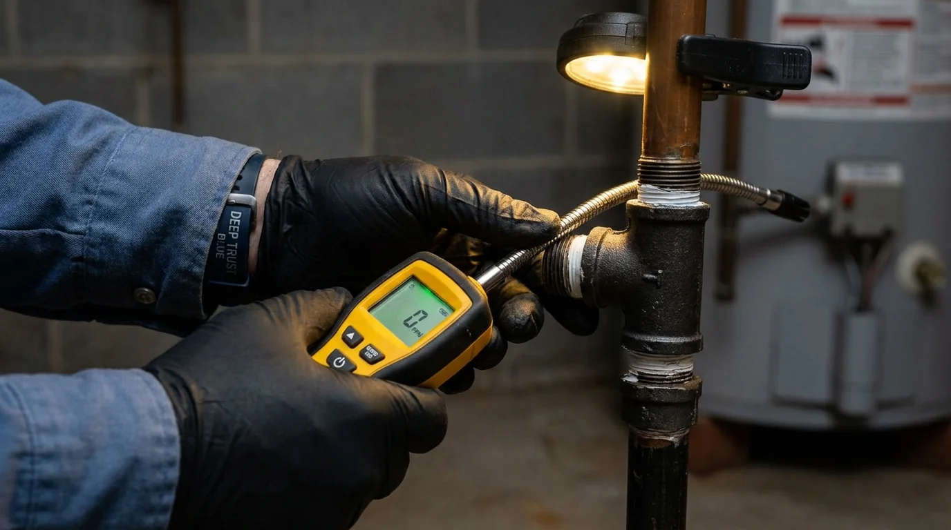 Gas leak detection with electronic sniffer by Johns Plumbing LLC in Abbotsford